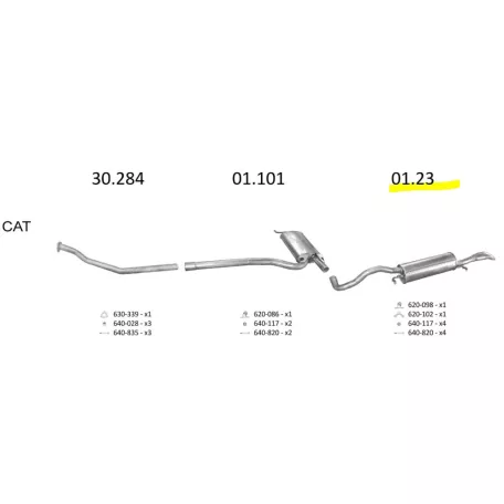 EDEX 01.23 - Kipufogó hátsó dob AUDI A4 1.9 D (1995-2001)