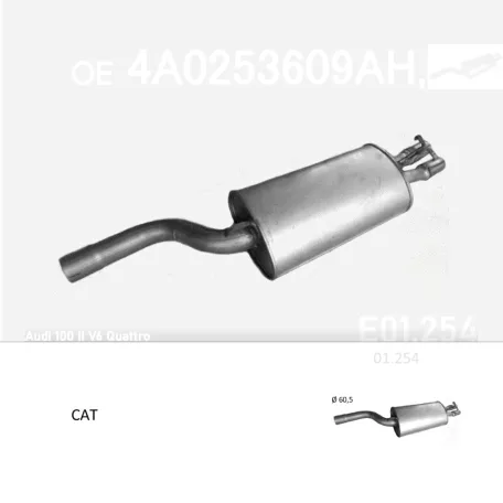 EDEX 01.254 - Kipufogó hátsó dob AUDI 100 / A6 C4 Quattro 2.6, 2.8 (1990-1997)