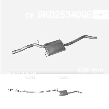 EDEX 01.280 - Kipufogó közép dob AUDI A4 1.8 (2007-2012)