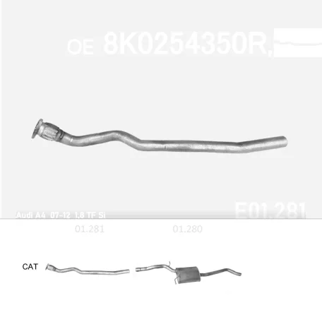 EDEX 01.281 - Kipufogó gyűjtő cső AUDI A4 1.8 (2007-2012)