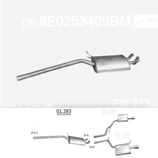 EDEX 01.283 - Kipufogó közép dob AUDI A4 1.8 (2000-2008)