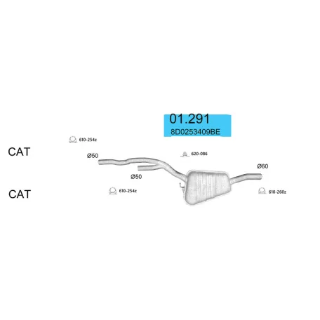 EDEX 01.291 - Audi A4 Quattro B5 kipufogó közép dob