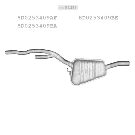 EDEX 01.291 - Kipufogó közép dob AUDI A4 2.4, 2.5 D, 2.6, 2.8 (1995-2001)
