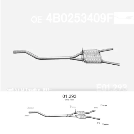 EDEX 01.293 - Kipufogó közép dob AUDI A6 QUATTRO 1.8 T (1997-2005)