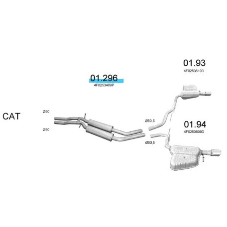 EDEX 01.296 - Audi A6 C6 kipufogó közép dob