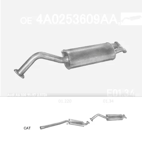 EDEX 01.34 - Kipufogó hátsó dob AUDI 100 2.5 D (1991-1997)
