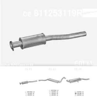   EDEX 01.41 - Kipufogó első dob AUDI 80 1.6, 1.8, 1.9, 2.0, 2.1, 2.2 (1977-1991)