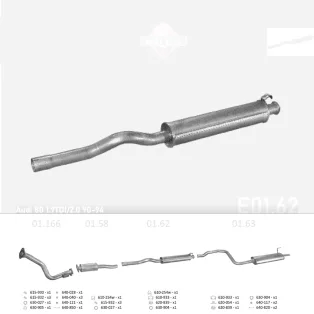   EDEX 01.62 - Kipufogó közép dob AUDI 80 1.6, 1.9 D, 2.0 (1986-1996)
