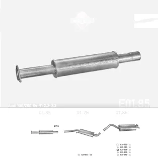 EDEX 01.85 - Kipufogó közép dob AUDI 200 2.2 (1984-1991)