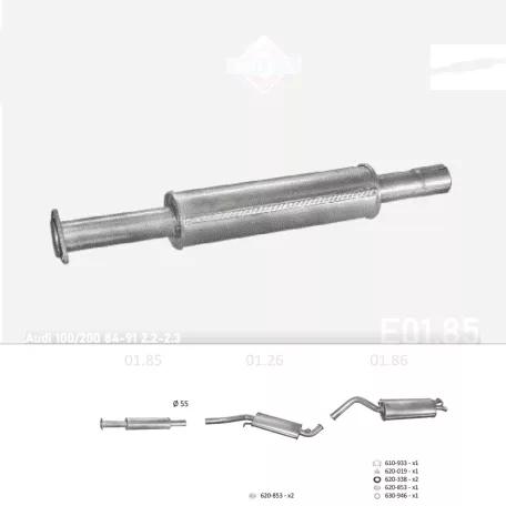 EDEX 01.85 - Kipufogó közép dob AUDI 200 2.2 (1984-1991)