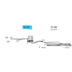 EDEX 01.87 - Audi A4 B5 2.4/2.8 kipufogó közép dob