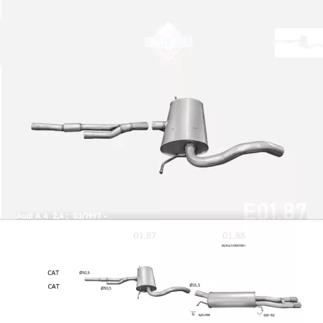 EDEX 01.87 - Kipufogó közép dob AUDI A4 2.4, 2.8 (1996-2001)