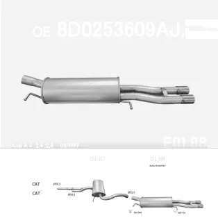   EDEX 01.88 - Kipufogó hátsó dob AUDI A4 2.4, 2.8 (1996-2001)