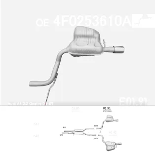 Kipufogó hátsó dob AUDI A6 C6 Quattro 3.2 Fsi (2004-2008)