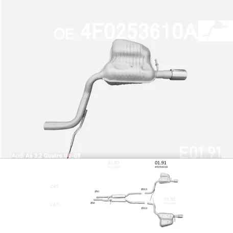 Kipufogó hátsó dob AUDI A6 C6 Quattro 3.2 Fsi (2004-2008)