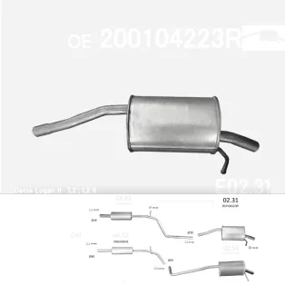   EDEX 02.31 - Kipufogó hátsó dob DACIA LOGAN II 0.9 TCe (2012-2020)
