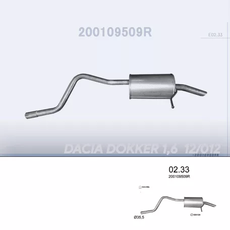 EDEX 02.33 - Kipufogó hátsó dob DACIA DOKKER 1.6 (2012-2021)