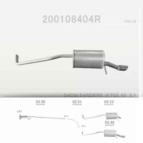 EDEX 02.40 - Kipufogó hátsó dob DACIA SANDERO II 0.9 (2012-2020)