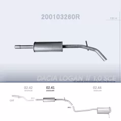   EDEX 02.41 - Kipufogó közép dob DACIA LOGAN II 1.0 (2016-2020)
