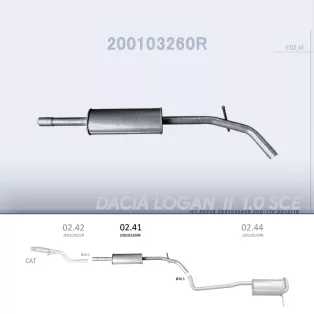   EDEX 02.41 - Kipufogó közép dob DACIA LOGAN II 1.0 (2016-2020)