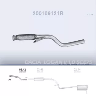  EDEX 02.42 - Kipufogó középső cső DACIA LOGAN II 1.0 (2016-2020)