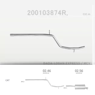   EDEX 02.46 - Kipufogó középső cső DACIA LOGAN 1.5 D (2007-2012)