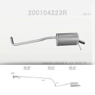   EDEX 02.53 - Kipufogó hátsó dob DACIA LOGAN II 0.9, 1.2 (2012-2020)