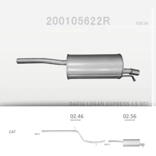   EDEX 02.56 - Kipufogó hátsó dob DACIA LOGAN 1.5 D (2007-2012)