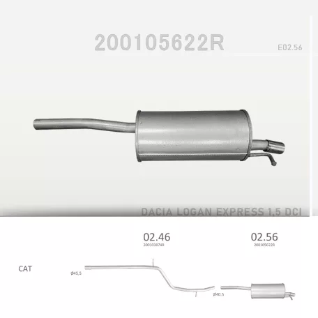 EDEX 02.56 - Kipufogó hátsó dob DACIA LOGAN 1.5 D (2007-2012)