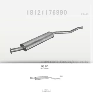 EDEX 03.04 - Kipufogó közép dob BMW 3 E30 1.8 (1982-1995)