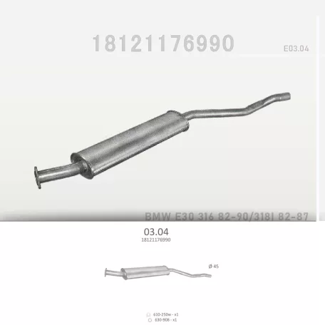 EDEX 03.04 - Kipufogó közép dob BMW 3 E30 1.8 (1982-1995)