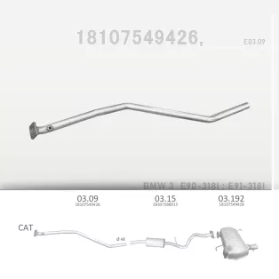   EDEX 03.09 - Kipufogó kipufogó cső BMW 3 E90 1.6, 2.0 (2005-2012)
