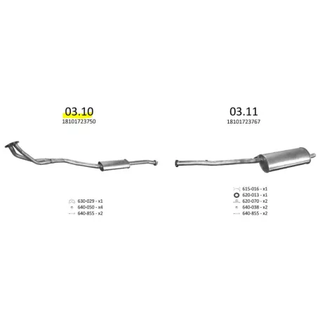 Edex 03.10 - BMW 3 E36 kipufogó közép dob