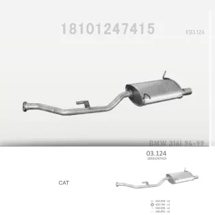   EDEX 03.124 - Kipufogó hátsó dob BMW 3 E36 1.6 (1994-2000)