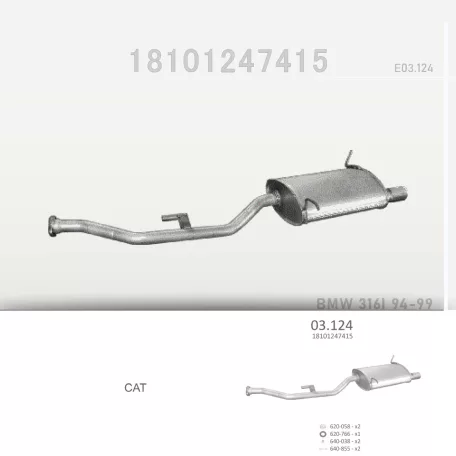 EDEX 03.124 - Kipufogó hátsó dob BMW 3 E36 1.6 (1994-2000)