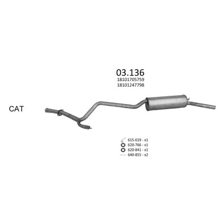 EDEX 03.136 - BMW 5 E34 kipufogó hátsó dob