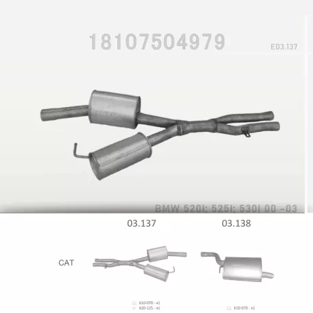 EDEX 03.137 - Kipufogó közép dob BMW 5 E39 2.2, 2.5, 3.0 (2000-2004)