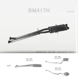   EDEX 03.145 - Kipufogó közép dob BMW X5 E53 3.0 (2000-2006)