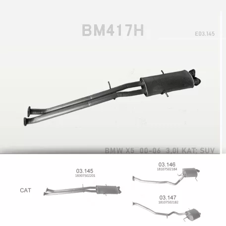 EDEX 03.145 - Kipufogó közép dob BMW X5 E53 3.0 (2000-2006)