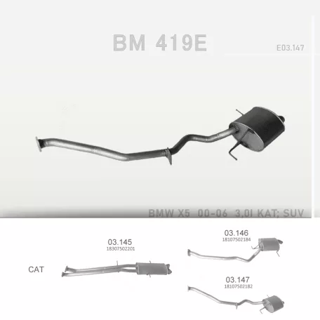EDEX 03.147 - Kipufogó hátsó dob BMW X5 E53 3.0 (2000-2006)