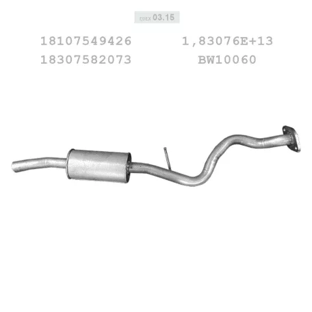 EDEX 03.15 - Kipufogó közép dob BMW 3 E90 1.6, 2.0 (2005-2012)