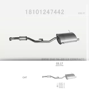   EDEX 03.17 - Kipufogó hátsó dob BMW 3 E36 1.8, 1.9 (1994-2000)