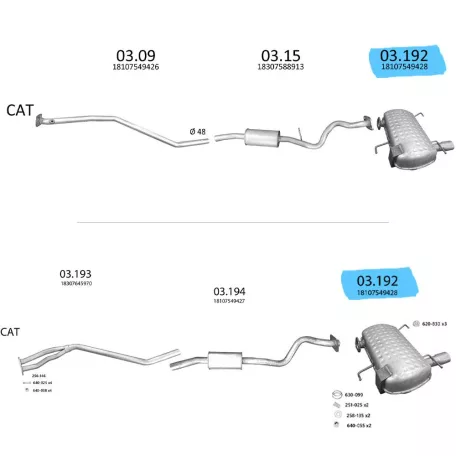EDEX 03.192 - BMW 3 E90-series 1.6, 2.0 (2005-2013)  -Kipufogó hátsó dob