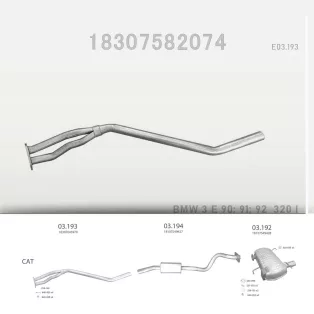   EDEX 03.193 - Kipufogó kipufogó cső BMW 3 E90 2.0 (2004-2013)