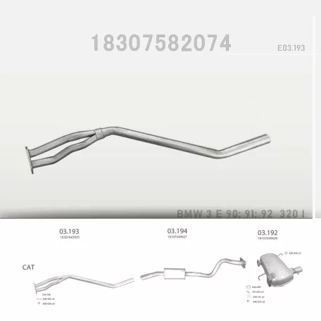 EDEX 03.193 - Kipufogó kipufogó cső BMW 3 E90 2.0 (2004-2013)