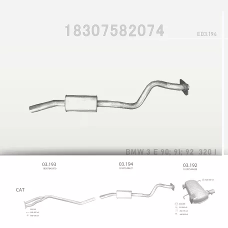 EDEX 03.194 - Kipufogó közép dob BMW 3 E90 2.0 (2004-2013)