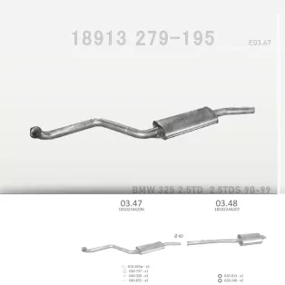   EDEX 03.47 - Kipufogó közép dob BMW 3 E36 2.5 D (1990-1999)