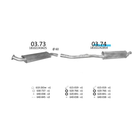 EDEX 03.74 - BMW 5 E34 kipufogó hátsó dob