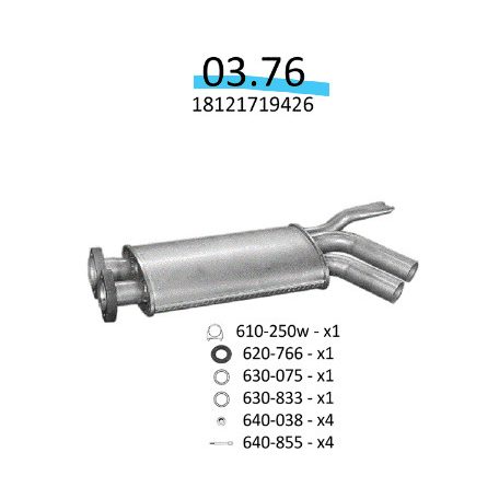 EDEX 03.76 - BMW 5 E34 kipufogó közép dob