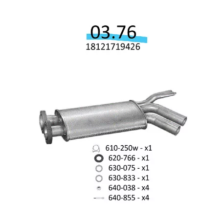 EDEX 03.76 - Kipufogó közép dob BMW 5 E34 2.5 (1987-1990)